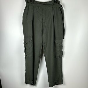 SIMPLY VERA (VERA WANG)™️ Women's Size L Paperbag Olive Belted Dress Pants